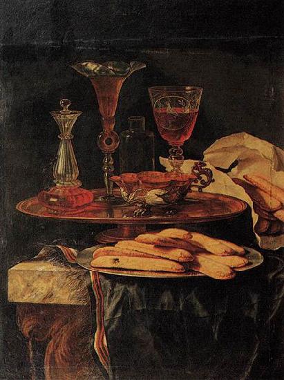 Christian Berentz Still-Life with Crystal Glasses and Sponge-Cakes Germany oil painting art